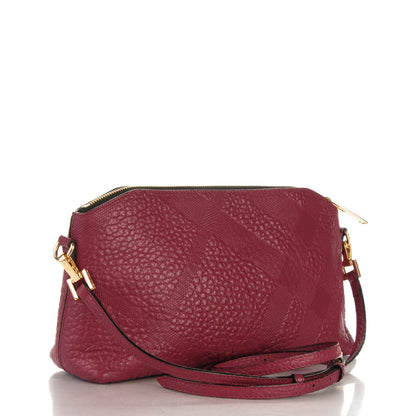 Burberry Signature Grain Calfskin Check Embossed Small Chichester Crossbody Clutch Bag Mahogany Red 3 of 10