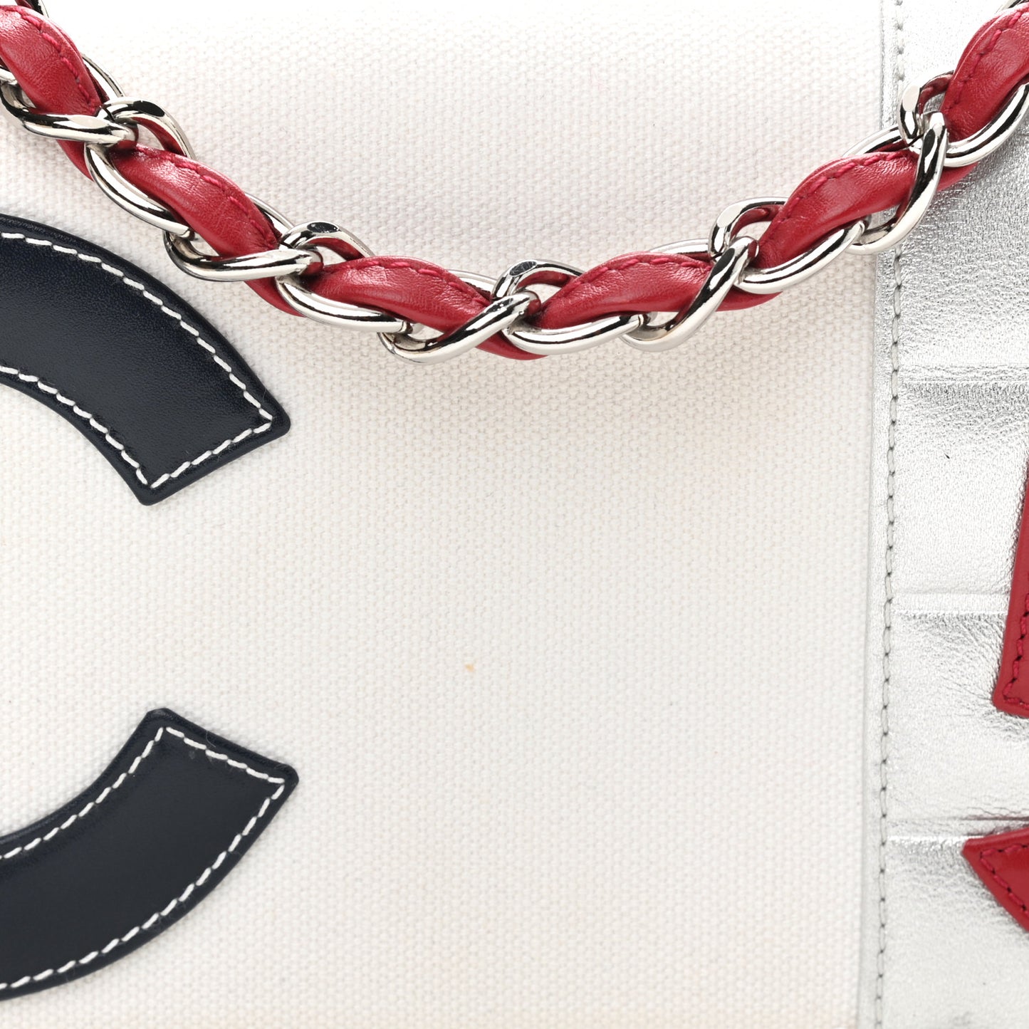 Metallic Lambskin Canvas CC N°5 Flap White