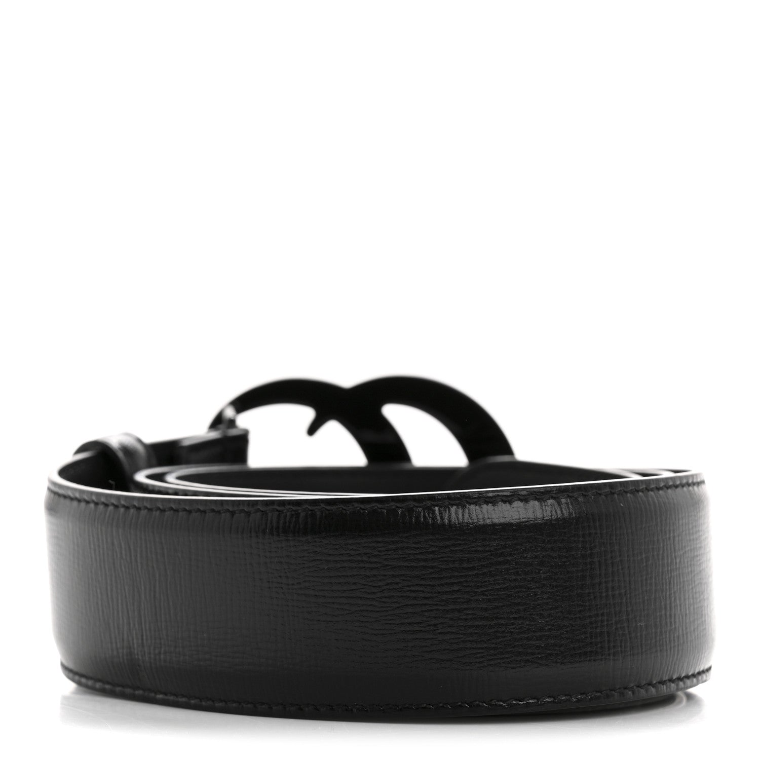 Gucci Azalea Calfskin Enamel Monochrome Double G 40mm Belt 85 34 Black 2 of 8