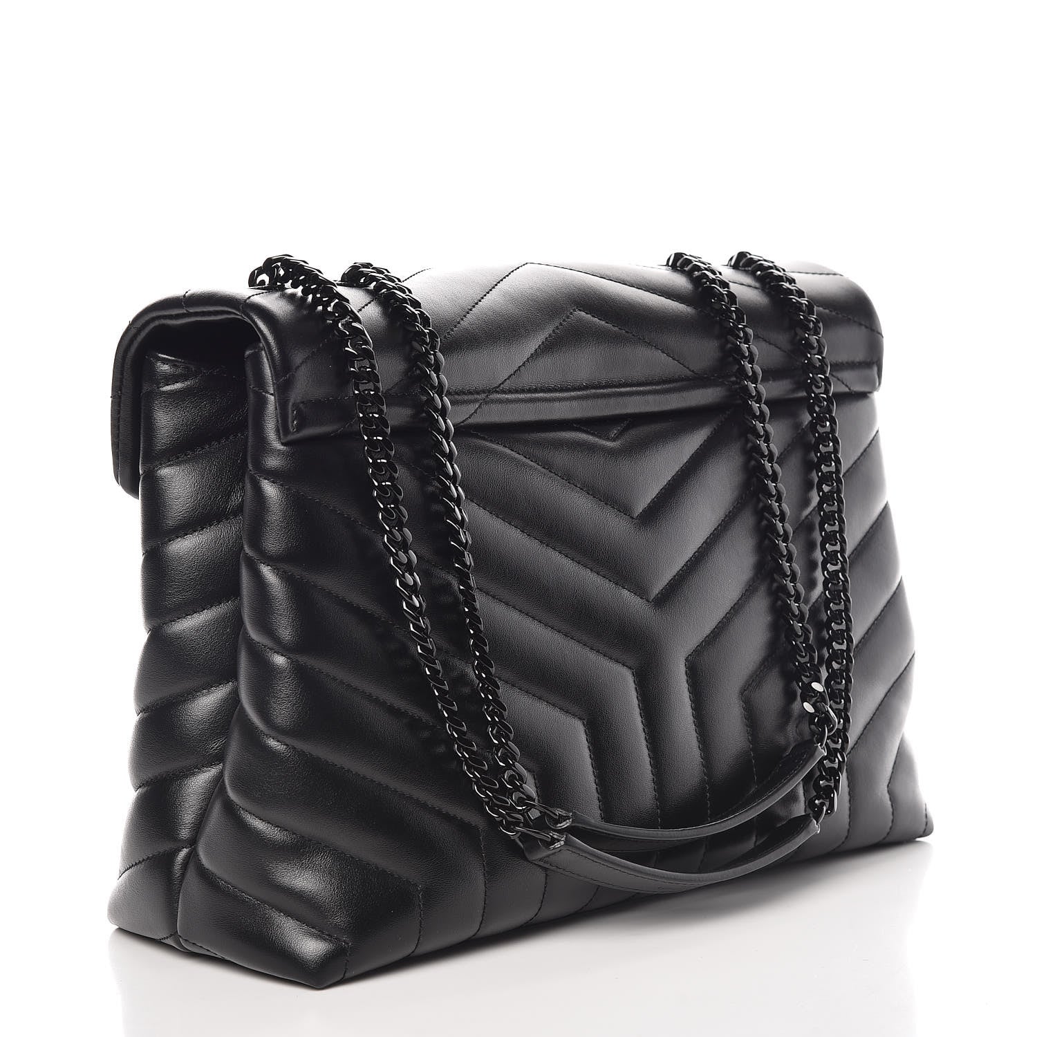 Saint Laurent Calfskin Y Quilted Monogram Medium Loulou Chain Satchel Black 3 of 11