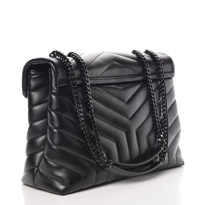 Saint Laurent Calfskin Y Quilted Monogram Medium Loulou Chain Satchel Black 3 of 11