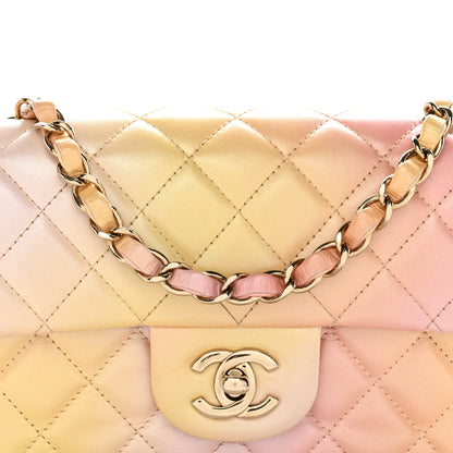 Chanel Lambskin Quilted Tie Dye Ombre Mini Rectangular Flap Yellow Multicolor 8 of 13