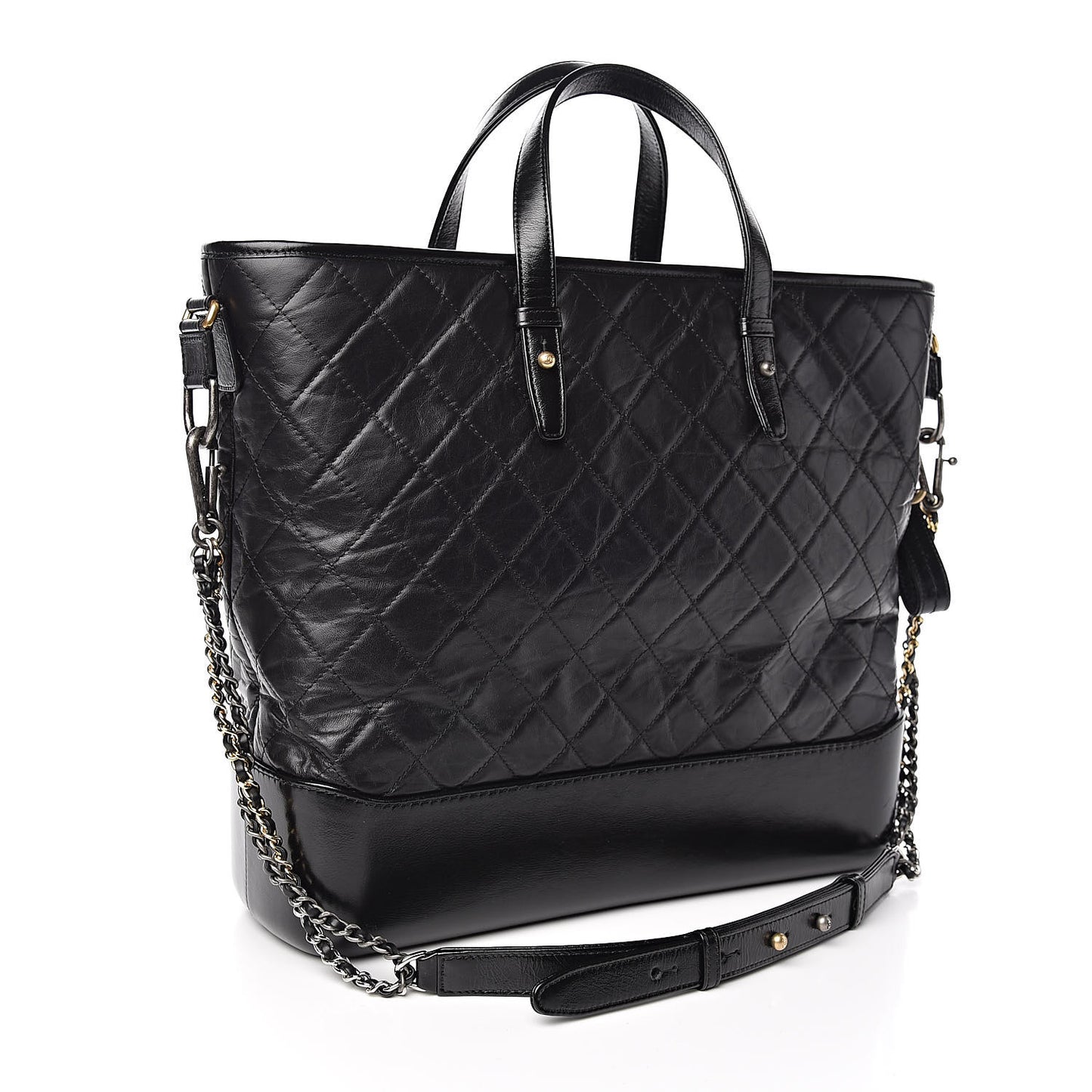 Calfskin Quilted Large Gabrielle Shopping Tote Black