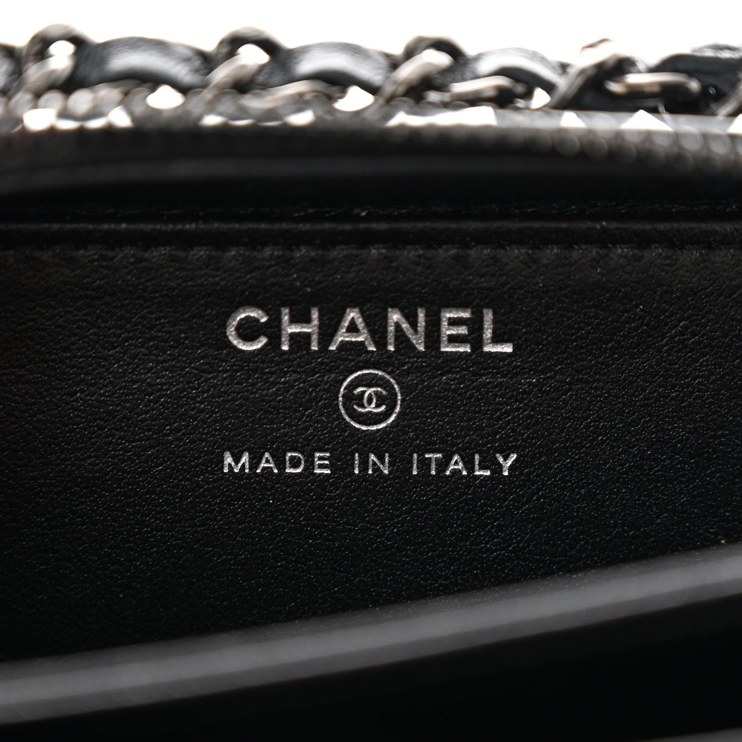 Lambskin Satin Strass Studded Clutch With Chain So Black