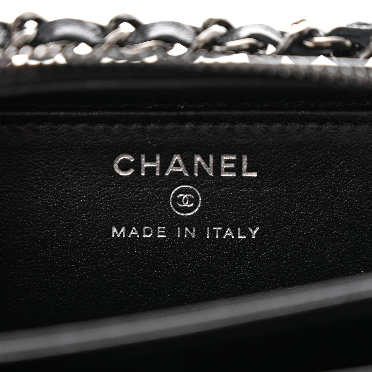 Chanel Lambskin Satin Strass Studded Clutch With Chain So Black 6 of 10