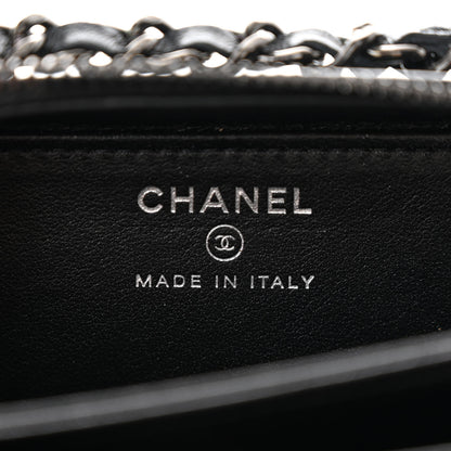 Chanel Lambskin Satin Strass Studded Clutch With Chain So Black 6 of 10