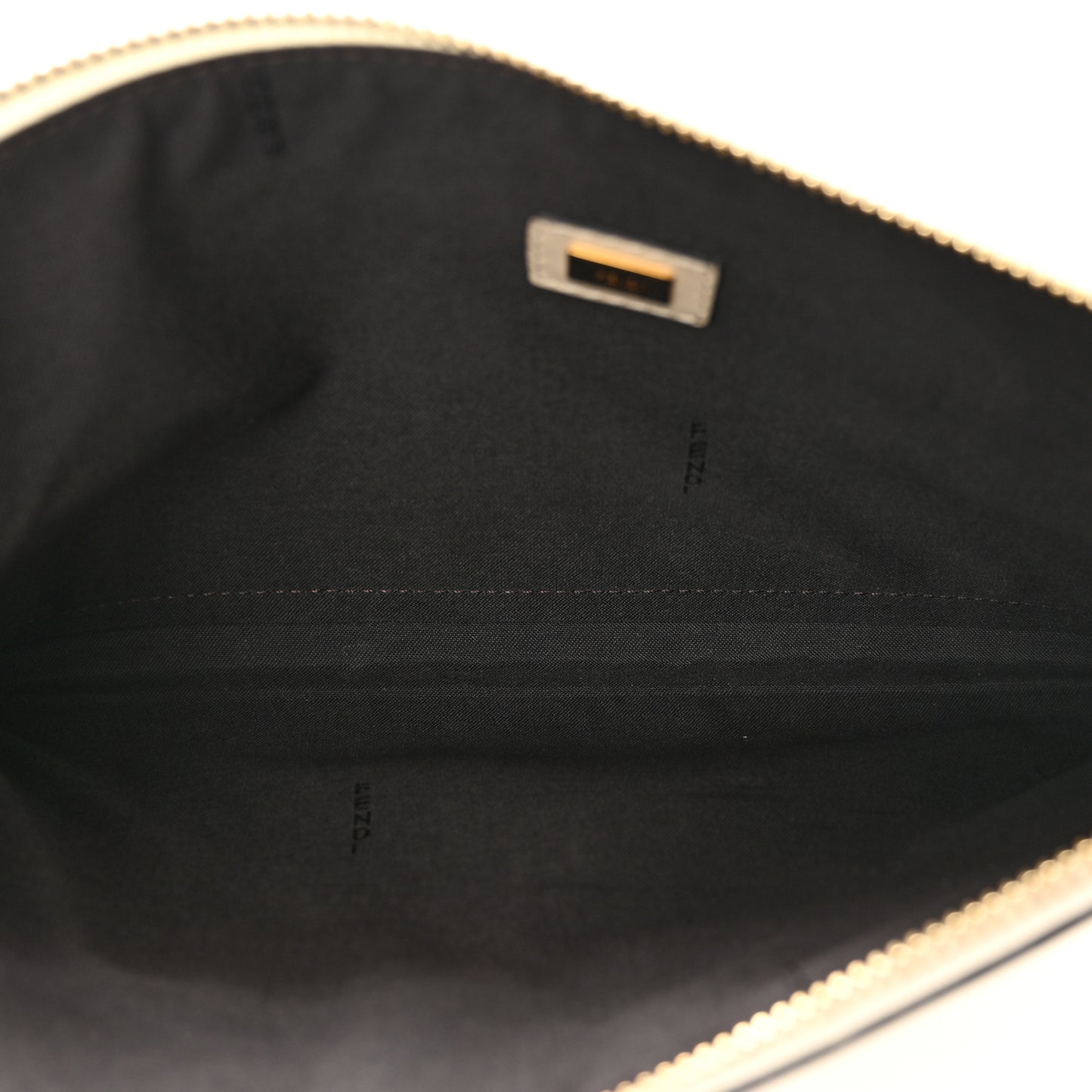 Vitello King Logo Embossed Medium Flat Pouch White Ice