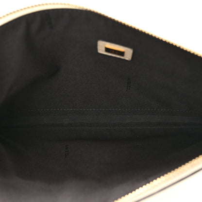 Fendi Vitello King Logo Embossed Medium Flat Pouch White Ice 5 of 8