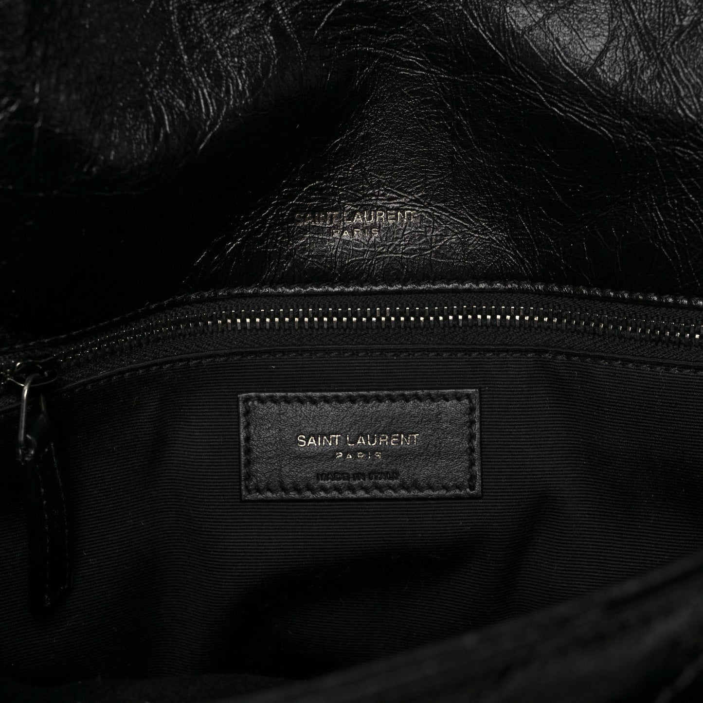 Crinkled Calfskin Matelasse Monogram Large Niki Chain Satchel Black