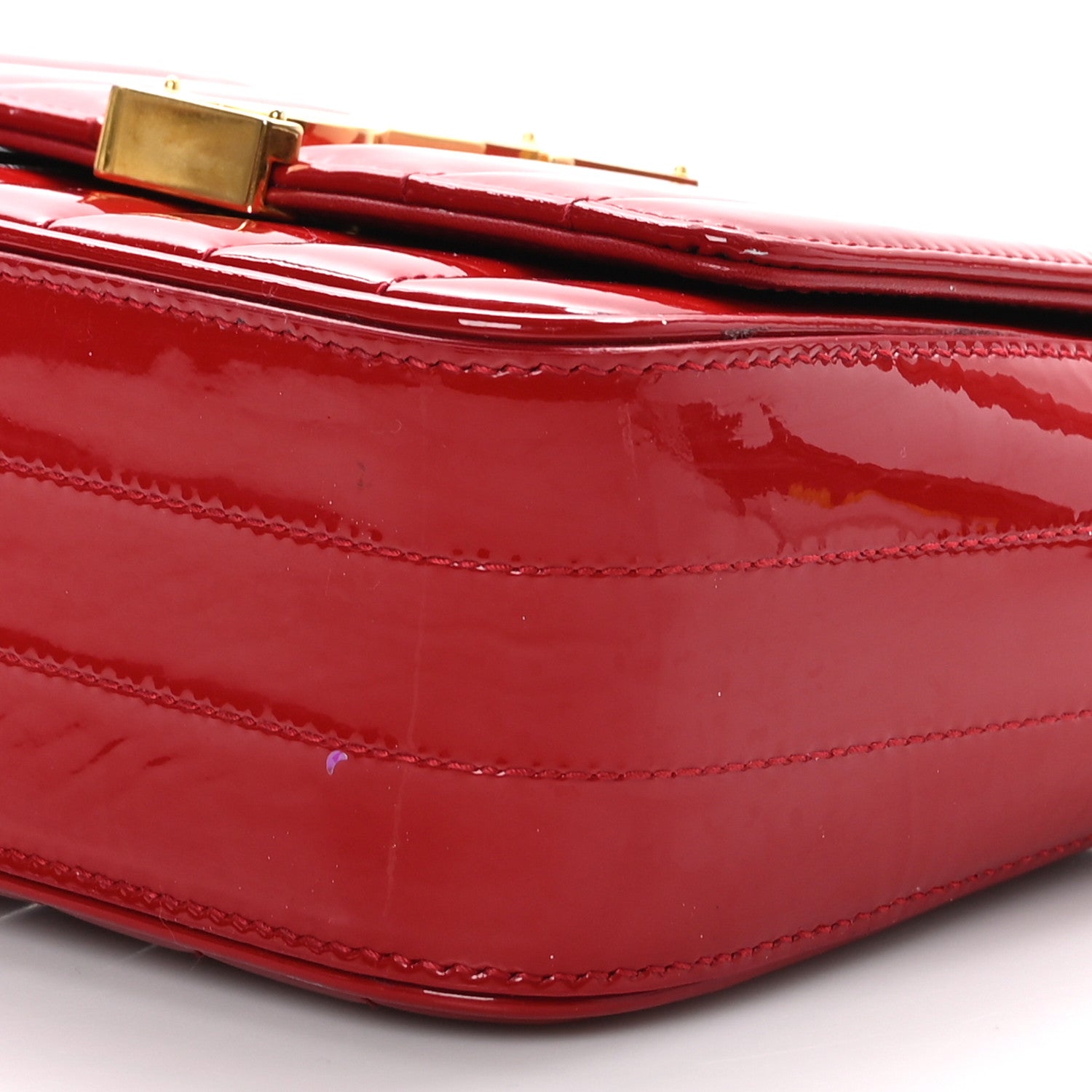 Saint Laurent SAINT LAURENT Patent Matelasse Monogram Small Vicky Chain Bag Red 9 of 9