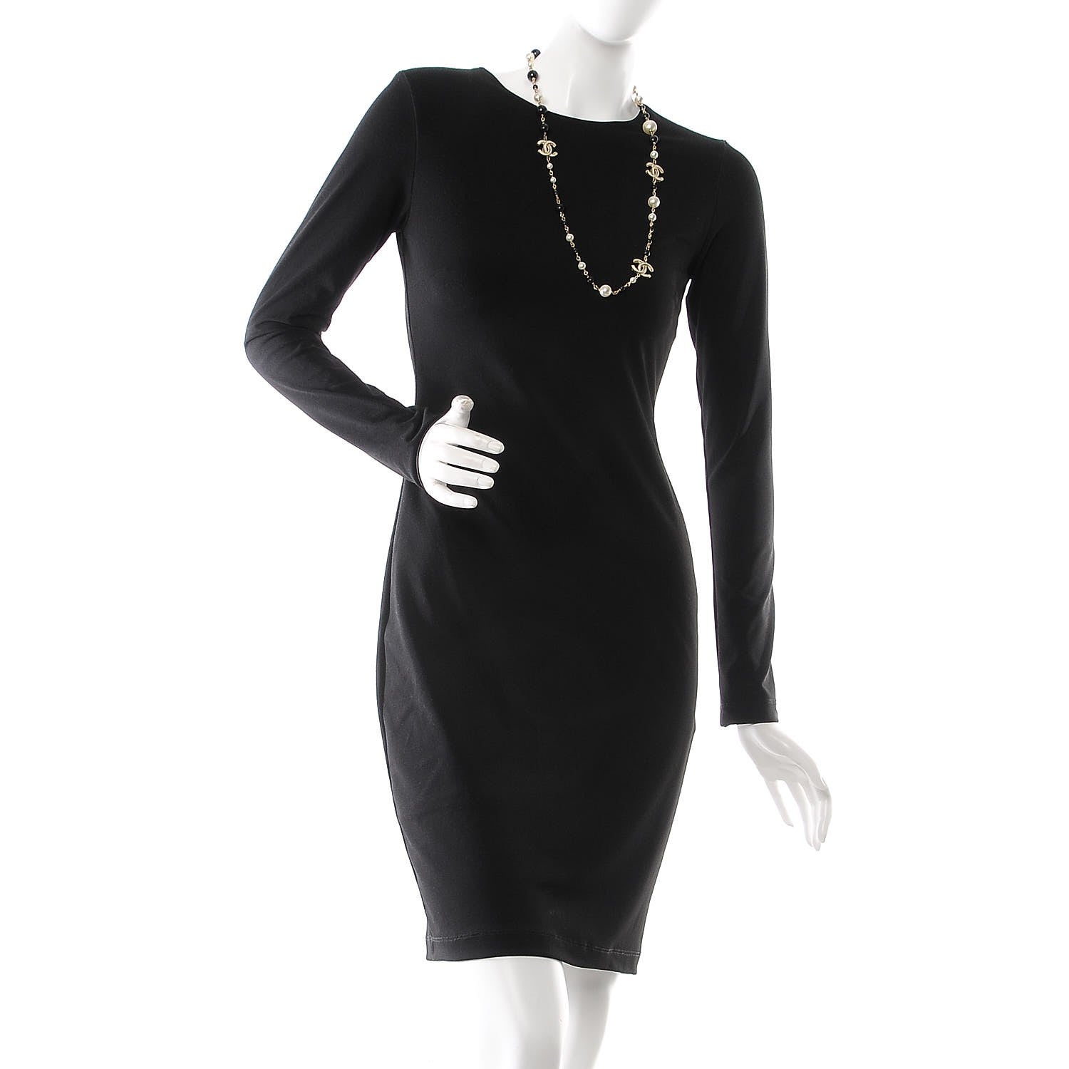 Chanel Pearl Bead Enamel CC Long Necklace Black Gold 2 of 5