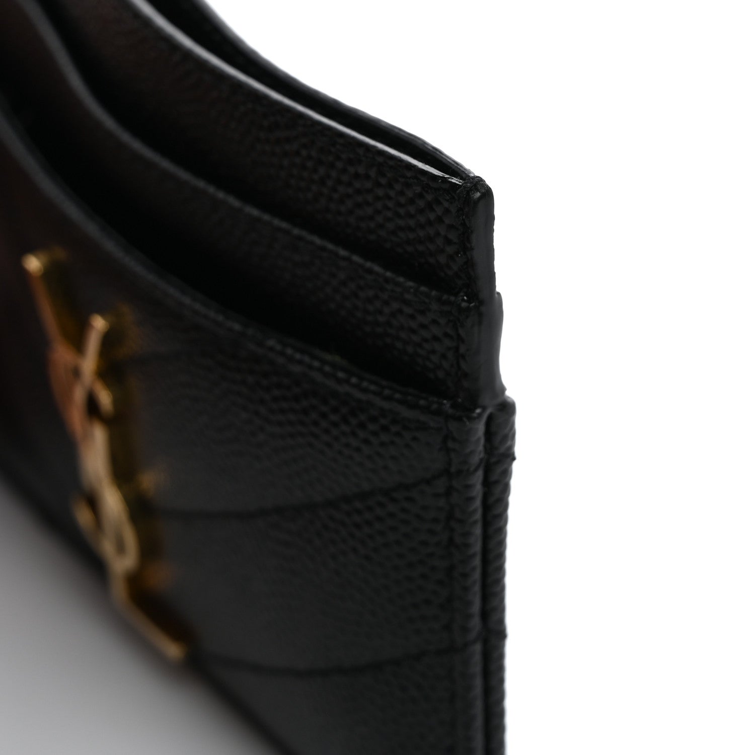 Saint Laurent Grain De Poudre Matelasse Chevron Monogram Credit Card Case Black 10 of 10