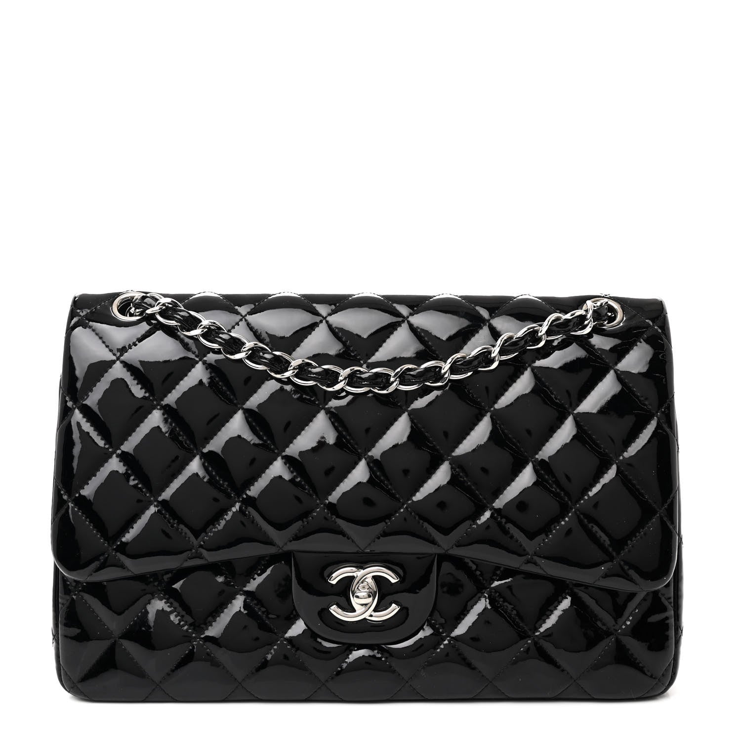 Chanel Patent Quilted Jumbo Double Flap Black 1 of 11
