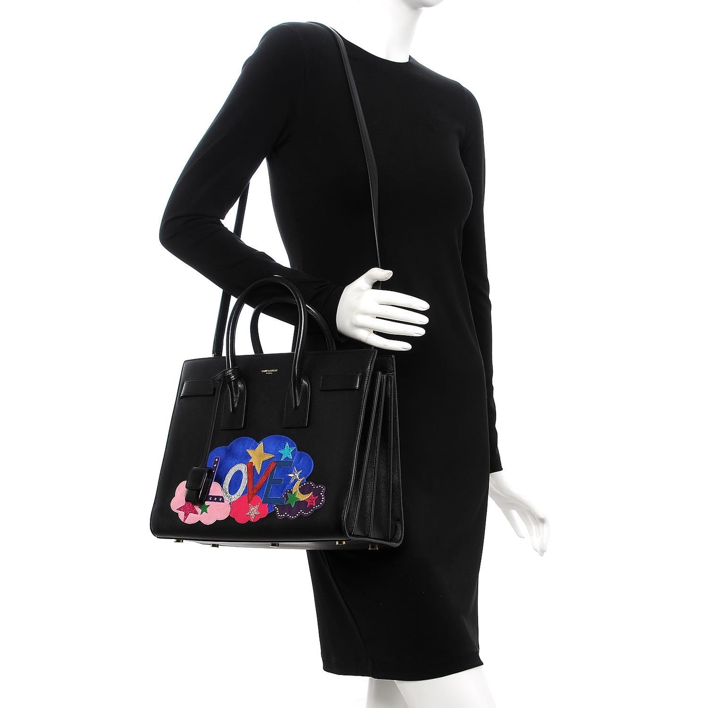Calfskin Love Patchwork Small Sac De Jour Black