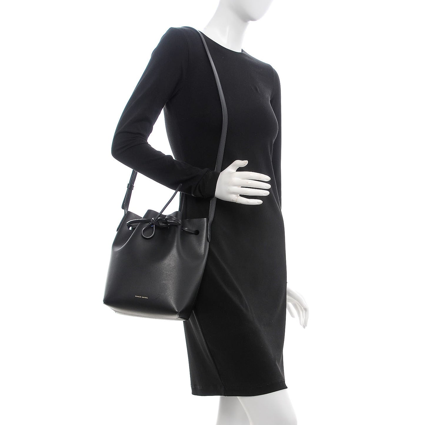Calfskin Mini Bucket Bag Black Royal