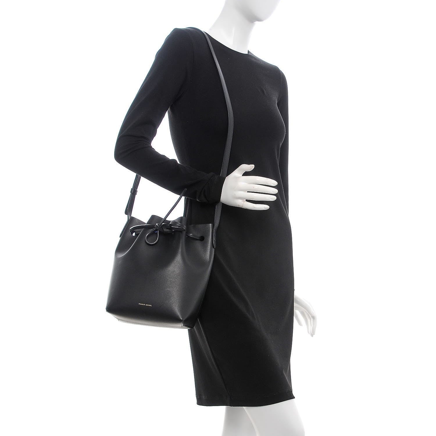 Mansur Gavriel Calfskin Mini Bucket Bag Black Royal 2 of 9