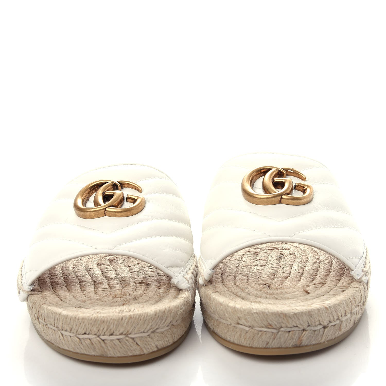 Gucci Nappa Matelasse GG Marmont Espadrille Slide Sandals 37 Great White 5 of 11