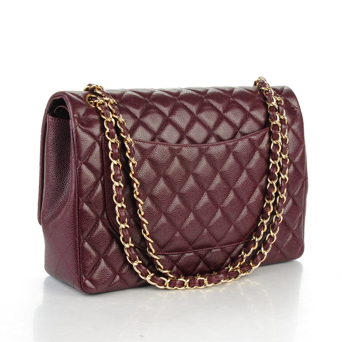 Caviar Quilted Maxi Double Flap Burgundy