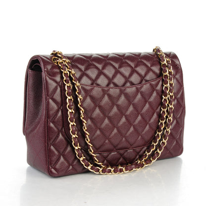 Chanel Caviar Quilted Maxi Double Flap Burgundy 3 of 7
