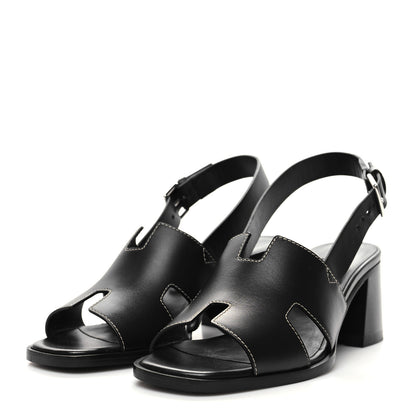 Hermes Calfskin Elbe 60 Sandals 37.5 Black 3 of 8