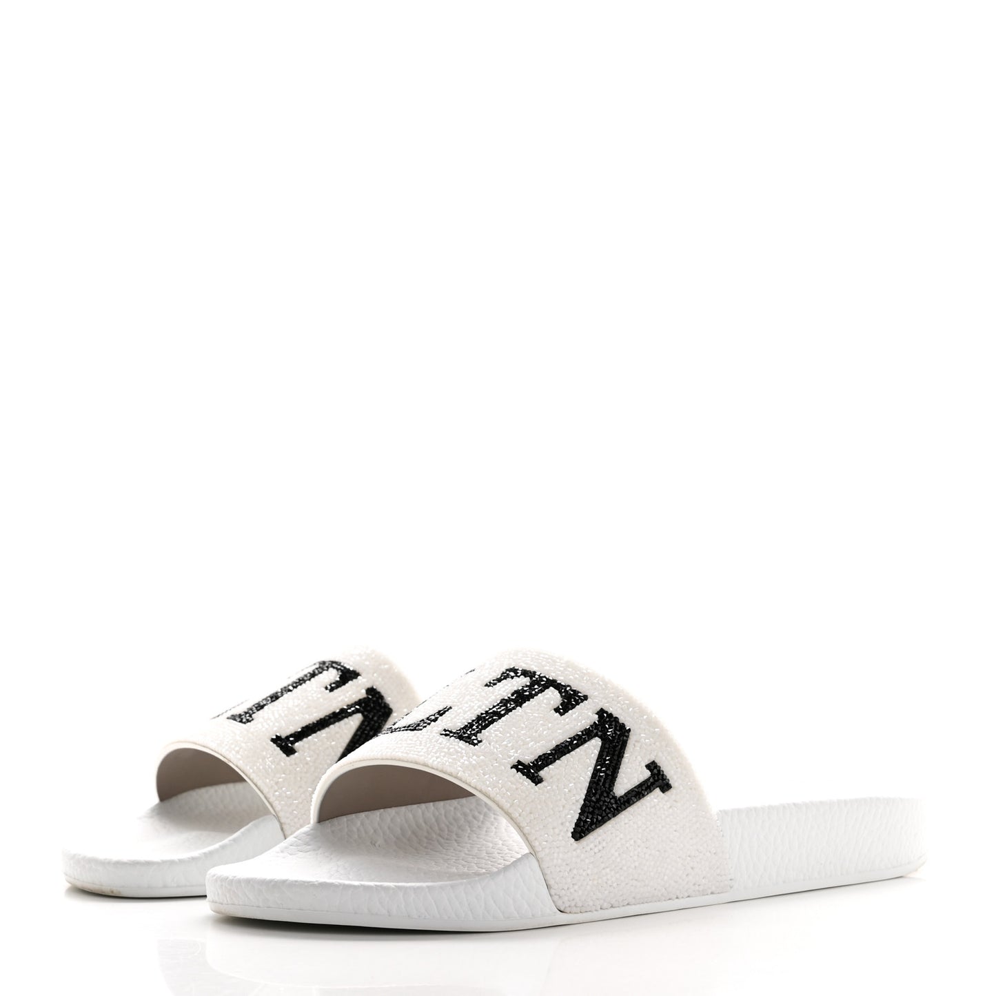 Rubber Swarovski VLTN Pool Slide Sandals 39 White