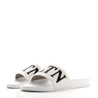 Valentino Garavani Rubber Swarovski VLTN Pool Slide Sandals 39 White 4 of 9