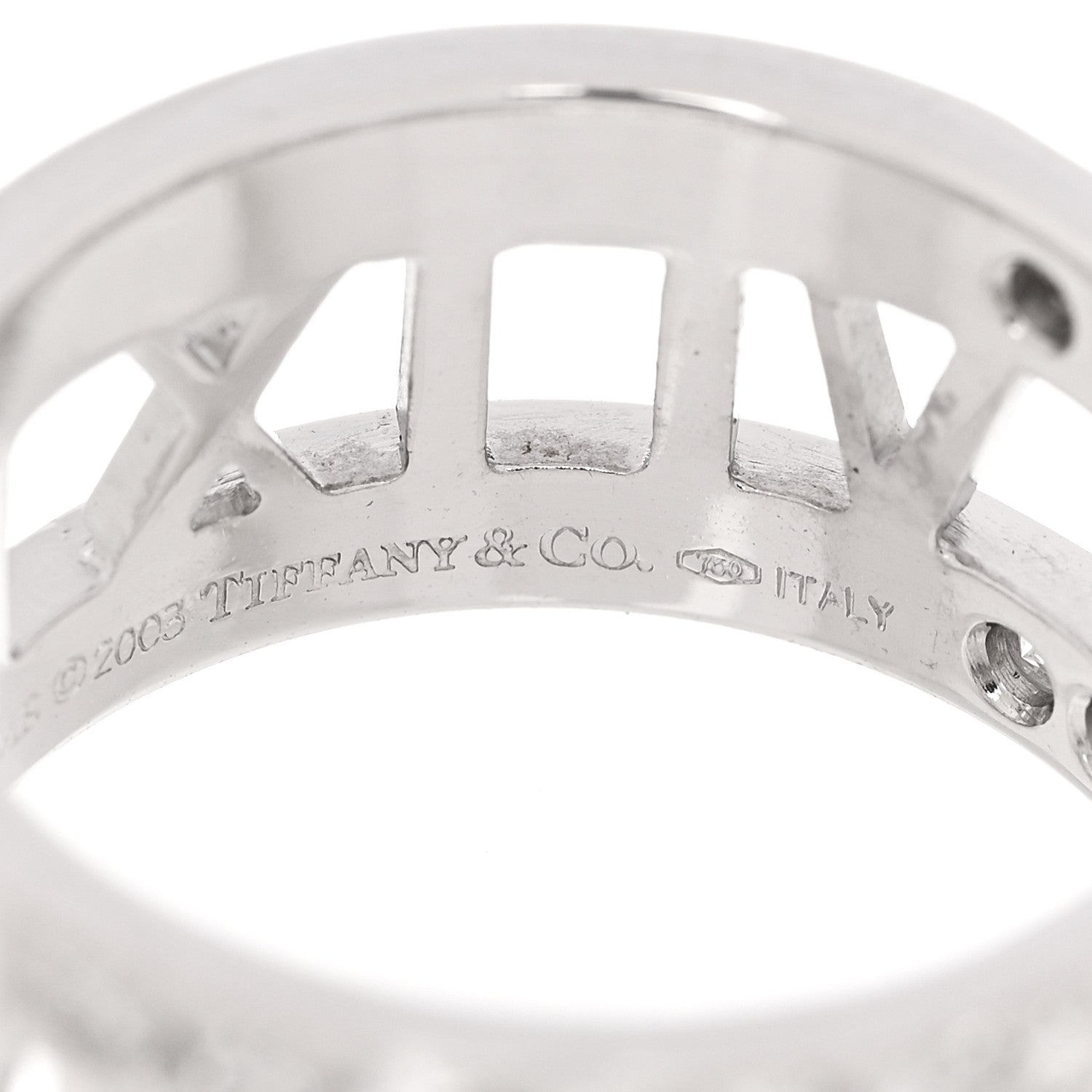 Tiffany 18K White Gold Diamond Wide Atlas Open Ring 52 6 4 of 5