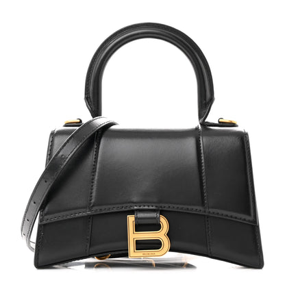 Balenciaga Shiny Box Calfskin Hourglass Top Handle Bag XS Black 1 of 15