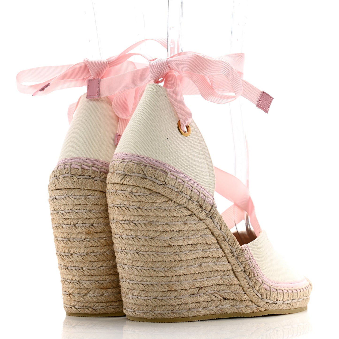 Canvas Grossgrain Embroidered Judit Ankle Wrap Platform 35/120mm Espadrille Wedges 37.5 White Shell
