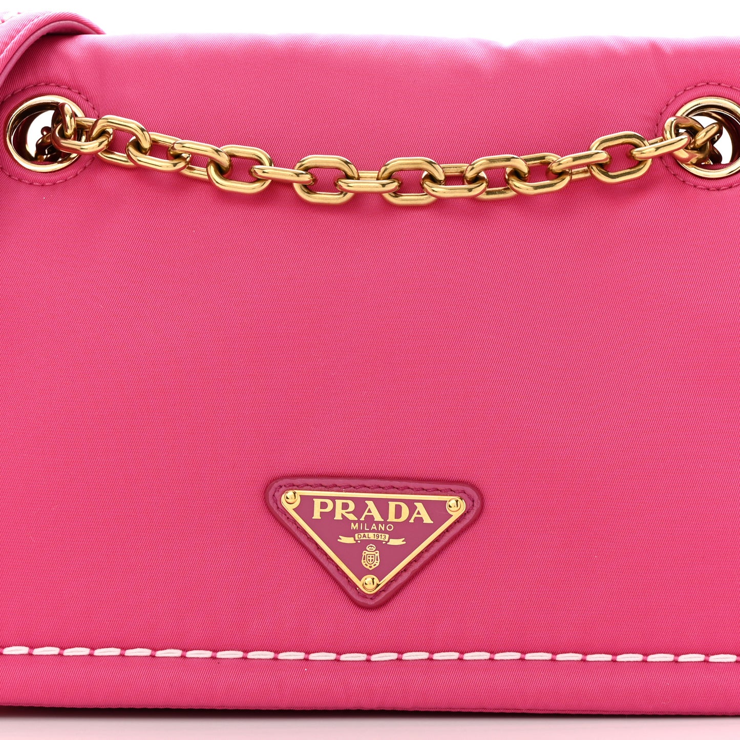 Nylon Tessuto Chain Shoulder Bag Fuxia