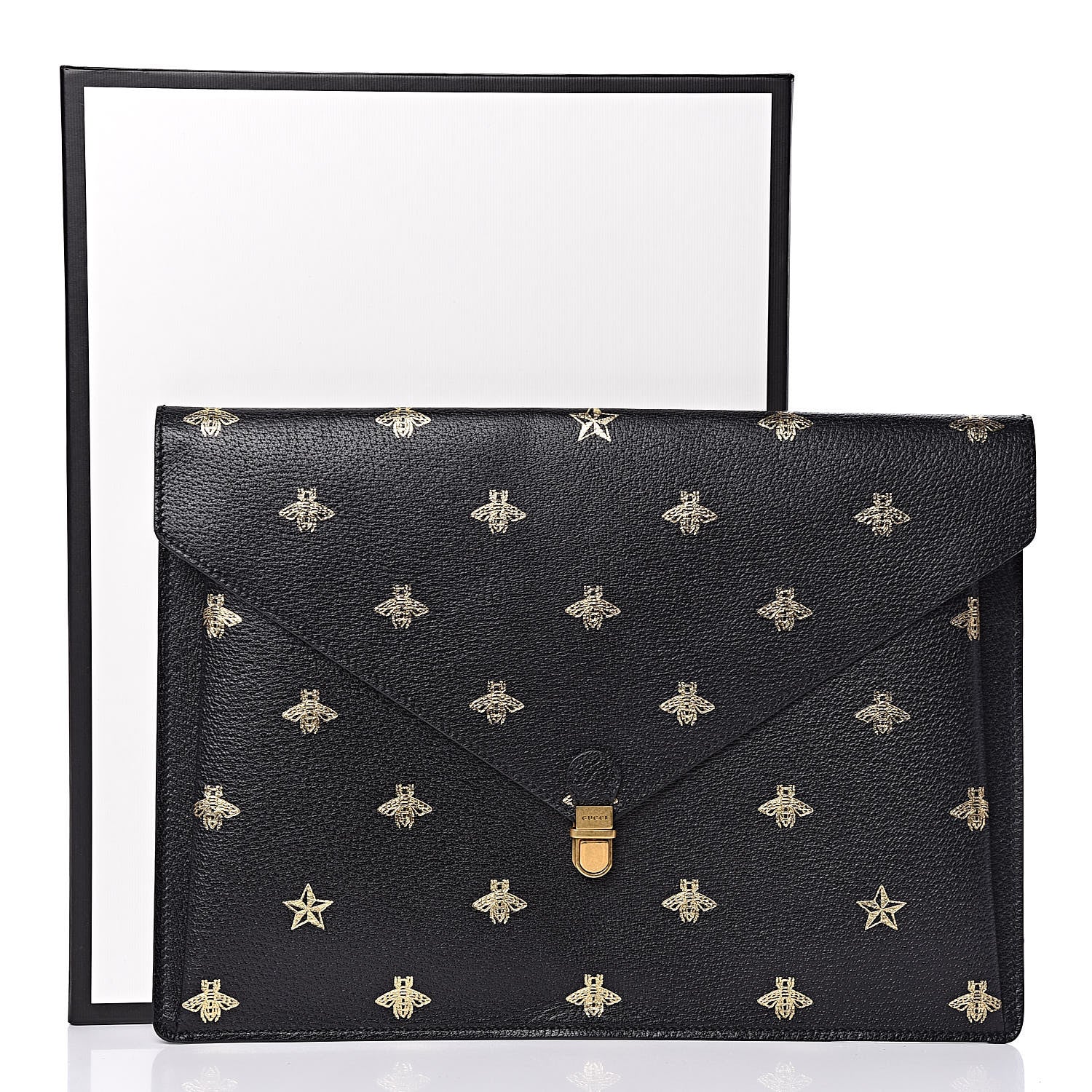 Gucci Grained Calfskin Bee Star Portfolio Black 7 of 7