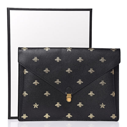 Gucci Grained Calfskin Bee Star Portfolio Black 7 of 7