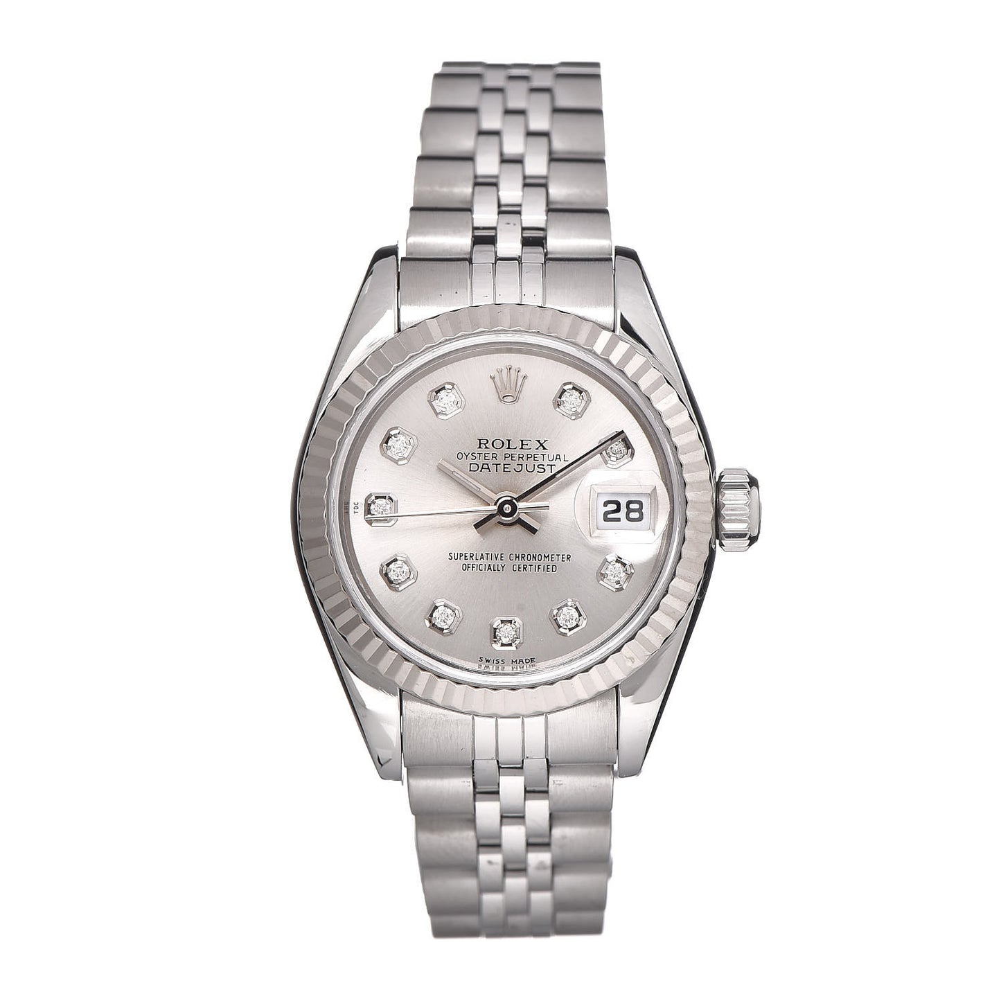 Stainless Steel 18K White Gold Diamond 26mm Oyster Perpetual Datejust Watch Silver 79174