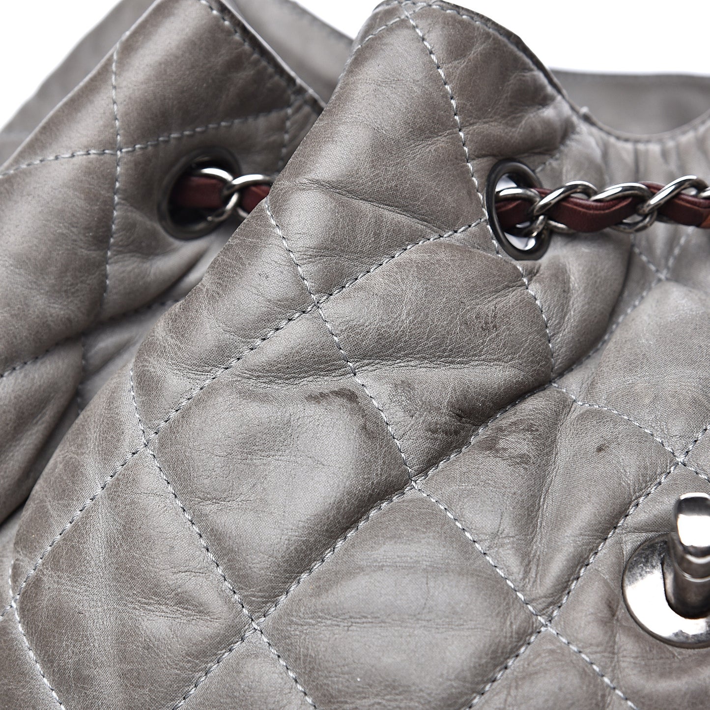 Iridescent Calfskin Quilted In The Mix Backpack Grey