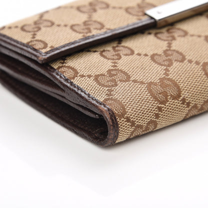 Gucci Monogram Metal Bar Continental Flap Wallet Beige Ebony Dark Brown 9 of 10