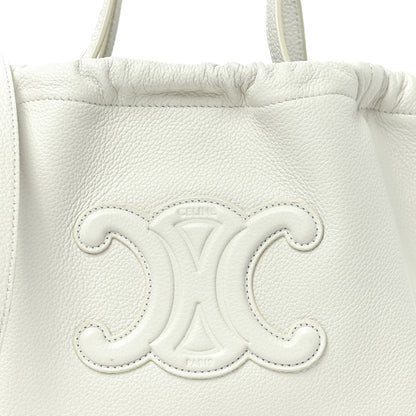 Celine Calfskin Cuir Small Triomphe Cabas Drawstring White 7 of 9