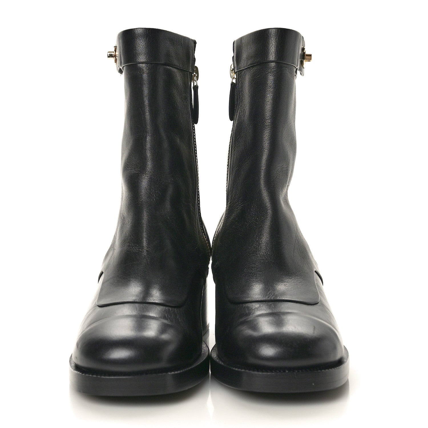 Chanel Shiny Goatskin CC Short Boots 37.5 Black 2 of 9
