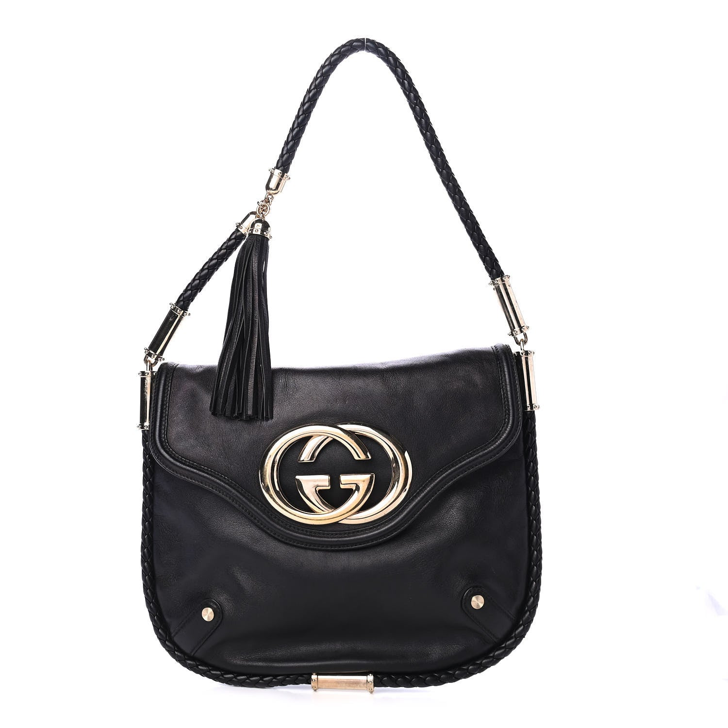Gucci Calfskin Small Britt Tassel Shoulder Bag Black 1 of 8