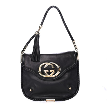 Gucci Calfskin Small Britt Tassel Shoulder Bag Black 1 of 8