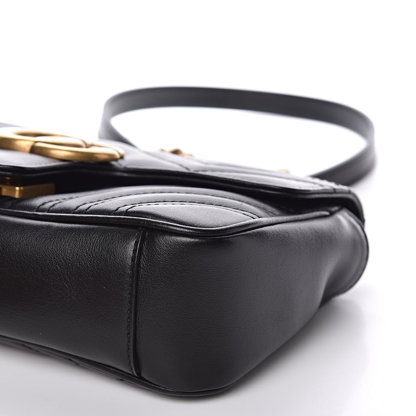 Calfskin Matelasse Mini GG Marmont Shoulder Bag Black