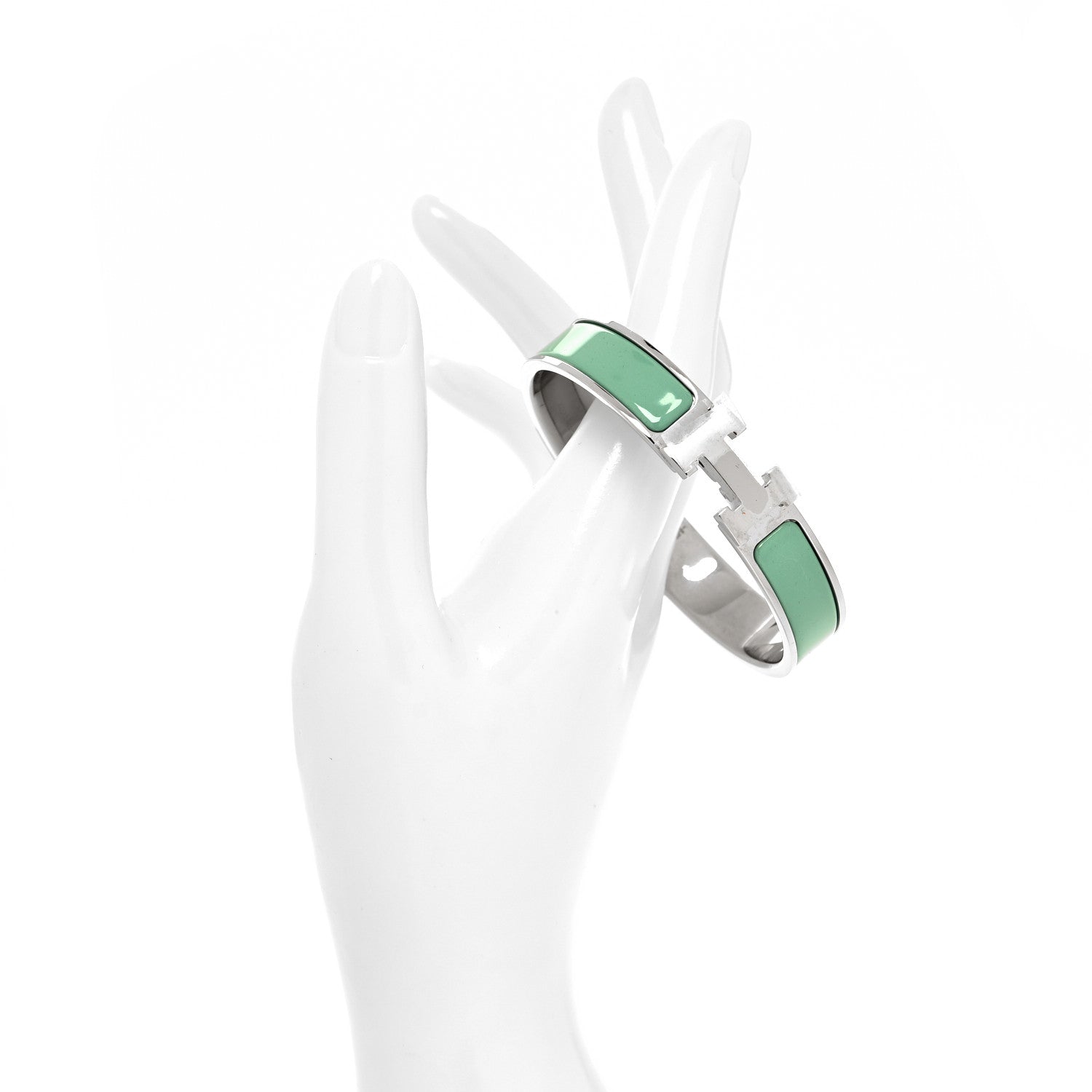 Hermes Narrow Enamel Clic Clac H Bracelet GM Vert Aqua 2 of 5