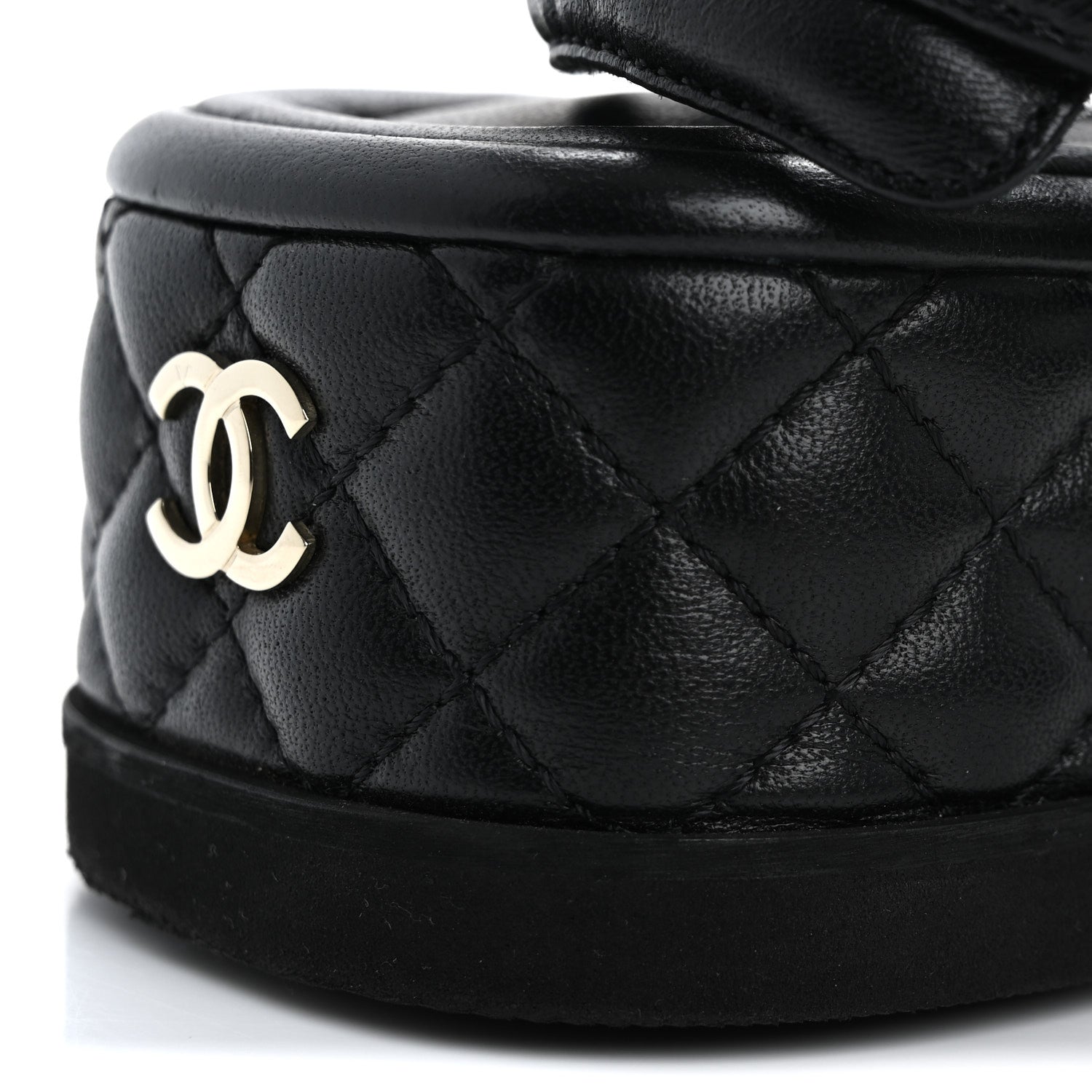 Chanel Lambskin Quilted Platform Sandals 37 Black 14 of 14