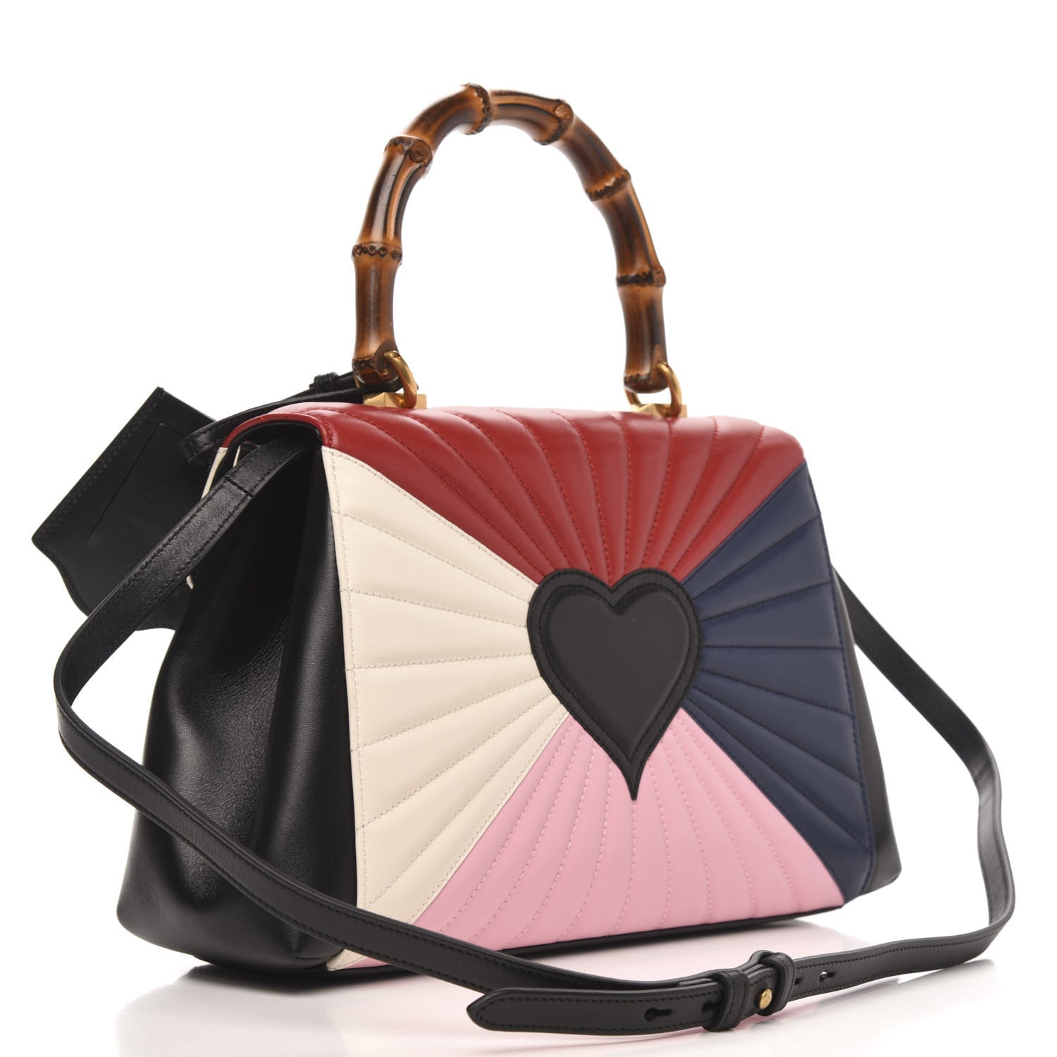 Gucci Calfskin Bamboo Trapuntata Queen Margaret Top Handle Bag Blue Agata Hibiscus Red Mystic White Sugar Pink 3 of 12