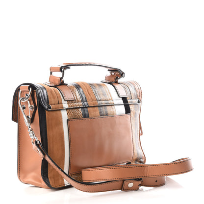 Proenza Schouler Lambskin Lizard Snakeskin Suede Tiny PS1 Exotic Stripe Mix Satchel Dune 2 of 10