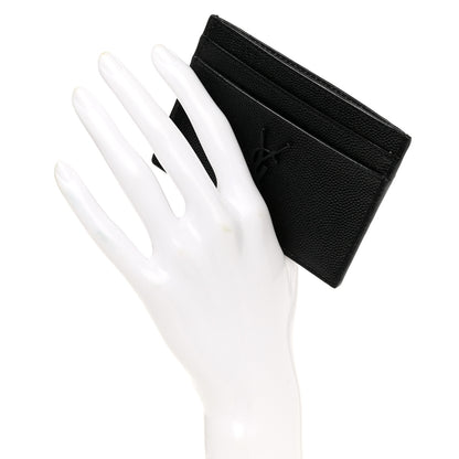 Saint Laurent Grain De Poudre Monogram Credit Card Case Black 2 of 8