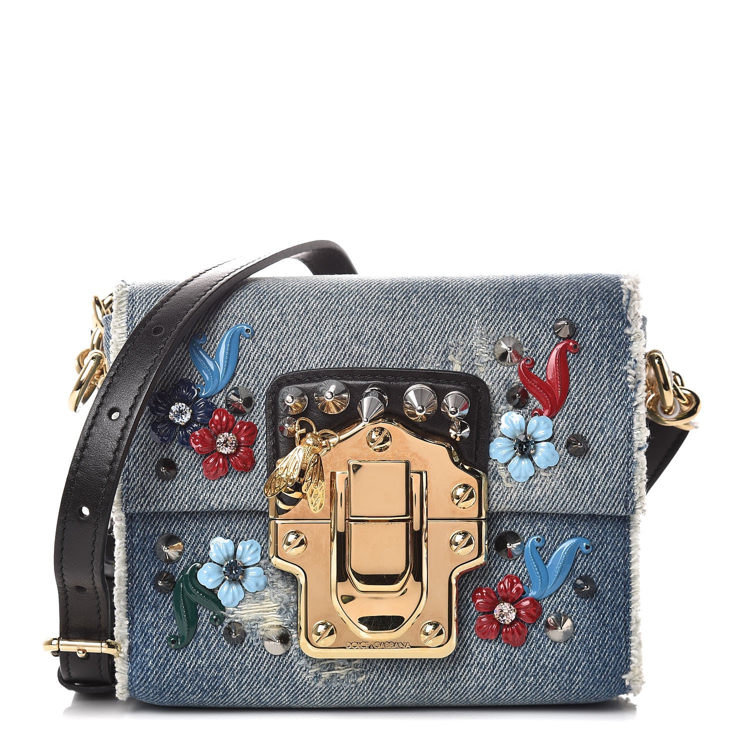 Dolce & Gabbana Crystal Embellished Denim Mini Lucia Satchel Blue 1 of 16