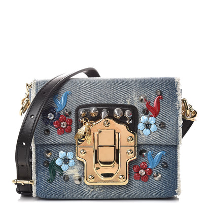 Dolce & Gabbana Crystal Embellished Denim Mini Lucia Satchel Blue 1 of 16