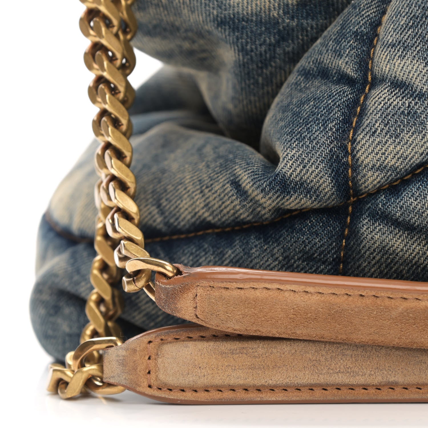 Saint Laurent Denim Quilted Medium Loulou Puffer Monogram Chain Satchel Blue Cinnamon 11 of 12