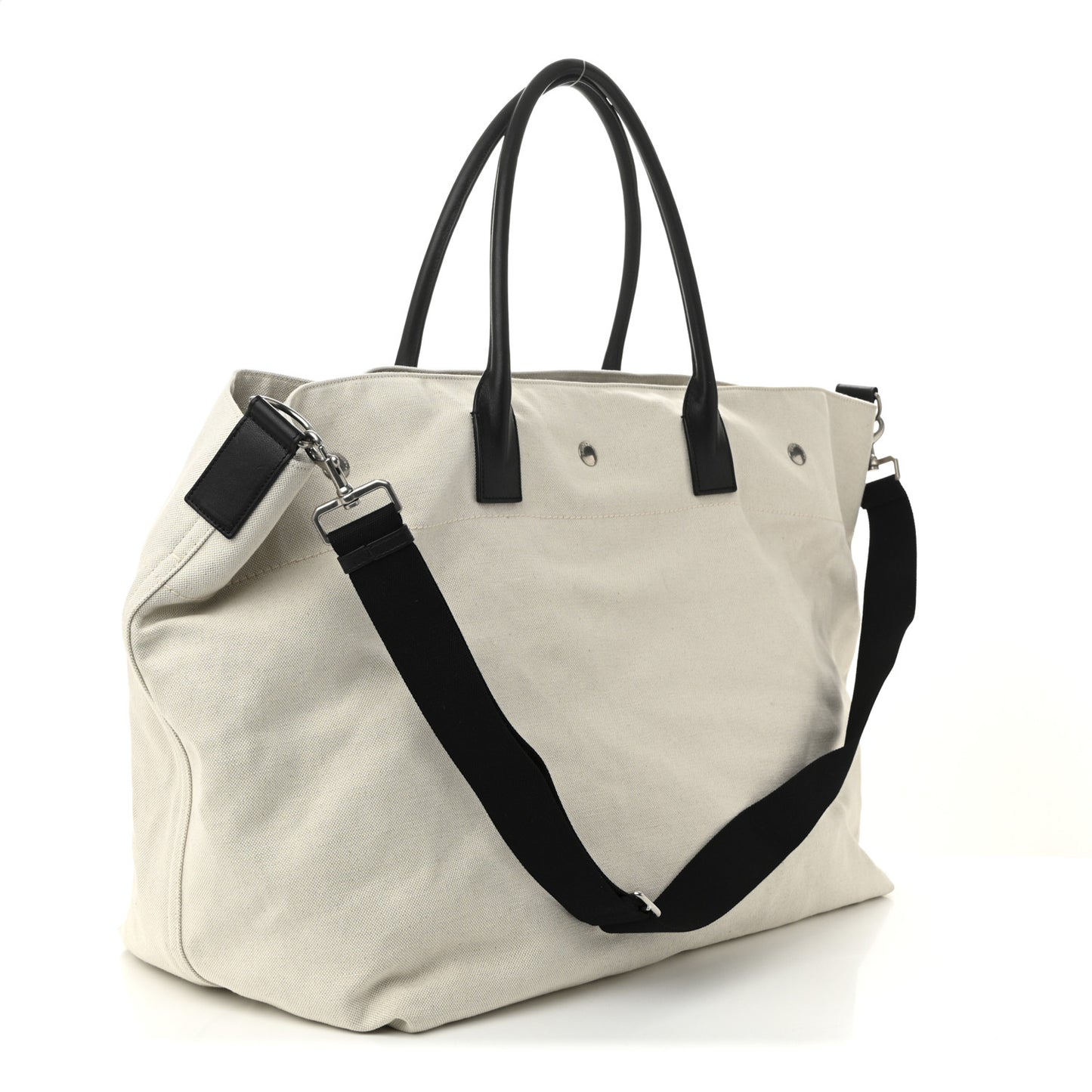 Linen Calfskin Rive Gauche Maxi Tote  Grege et Noir