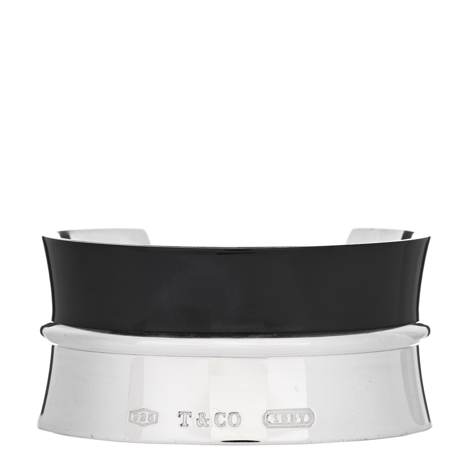 Tiffany Sterling Silver Titanium 1837 Wide Cuff Bracelet 1 of 3
